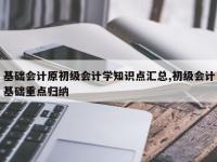 基础会计原初级会计学知识点汇总,初级会计基础重点归纳